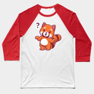 Cute Red Panda Confuse Cartoon Baseball T-Shirt